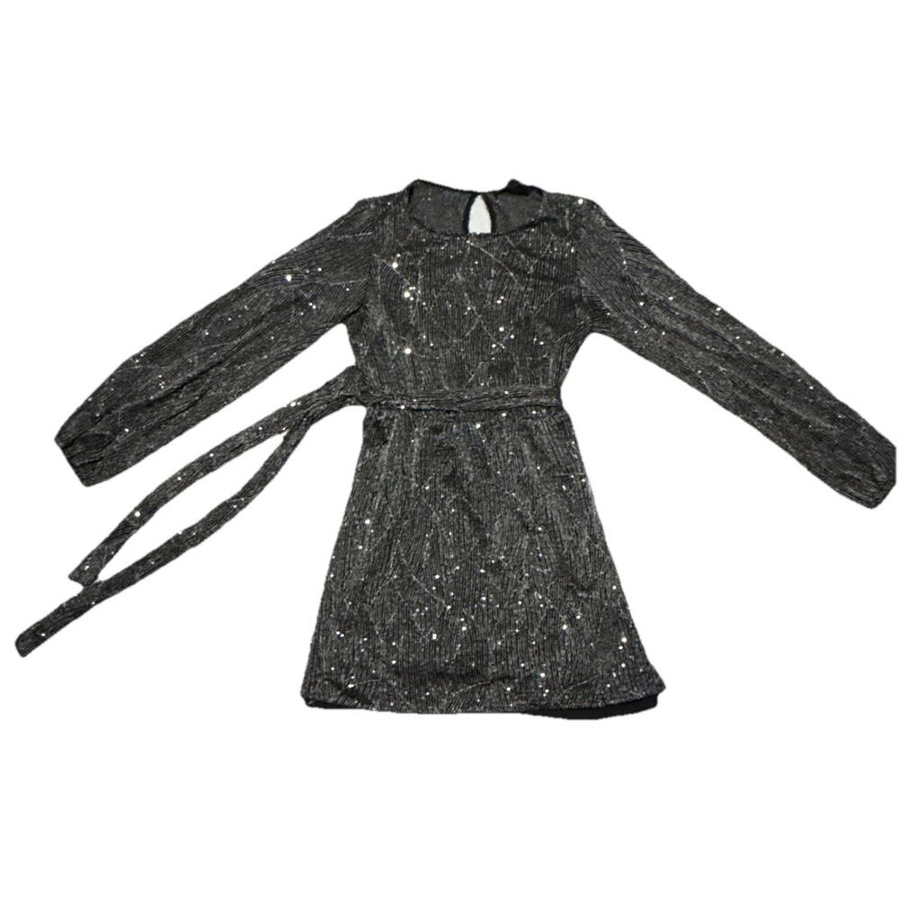 Forever 21 Women's Black Sequin Long Sleeve Mini Dress Size S
